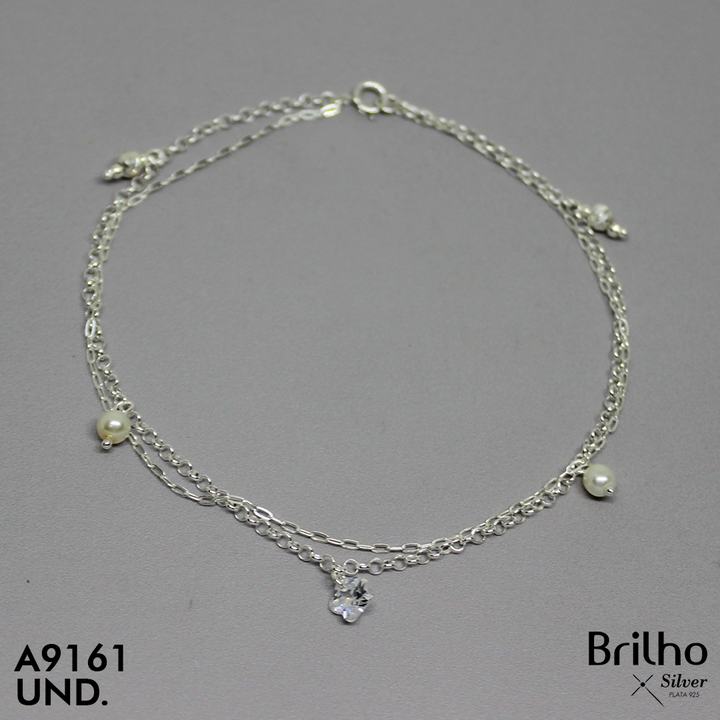 T7N134 TOBILLERA PERLA , BALIN , CIRCON