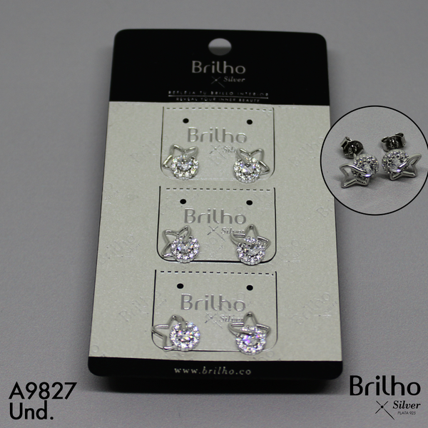 T3N119 TOPO ESTRELLA Y CIRCONES RODIO X3