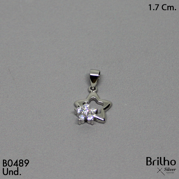 CDJ0494 DIJE ESTRELLA Y FLOR MICROCIRCON RODIO