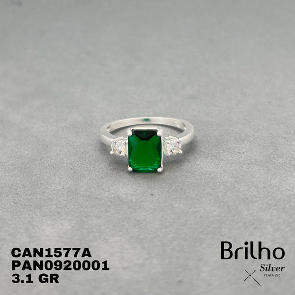 ANILLO MULTITALLA PLATA CON PIEDRA Y CIRCONES