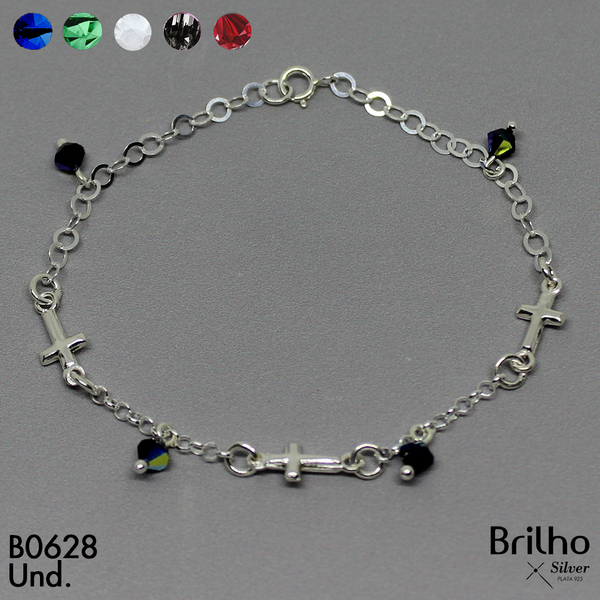 T8N308 PULSERA MURANO Y DIJES CRUZ