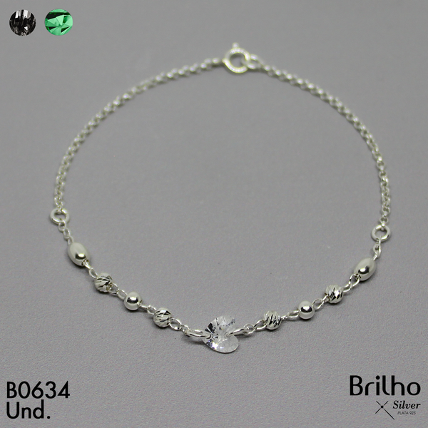 T8N278 PULSERA CORAZÓN Y BALINES DIAMANTADOS