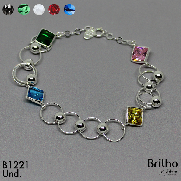 T8N320 PULSERA ROMBOS EN CRISTAL Y CêRCULOS CON BALêNES