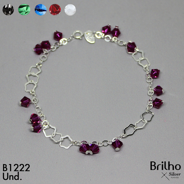 T8N339 PULSERA MURANO Y TEJIDO ESTRELLAS