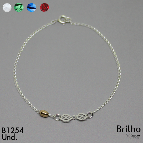 T8N354  PULSERA  FLOR BALIN ARROZ  3MM ORO PLATA