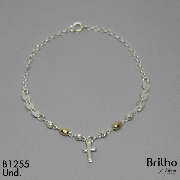 T8N355  PULSERA  BALIN DIAMANTADO D IJE CRUZ