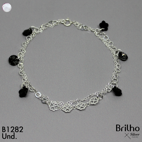 T8N366 PULSERA FLORES EN CRISTAL DOBLE TEJIDO