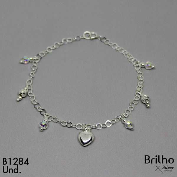 T8N364 PULSERA CORAZîN Y BALINES DIAMANTADOS