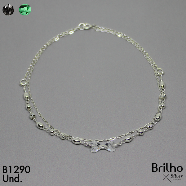 T7N065 TOBILLERA CORAZîN Y BALINES ARROZ Y DIAMANTADOS MINI