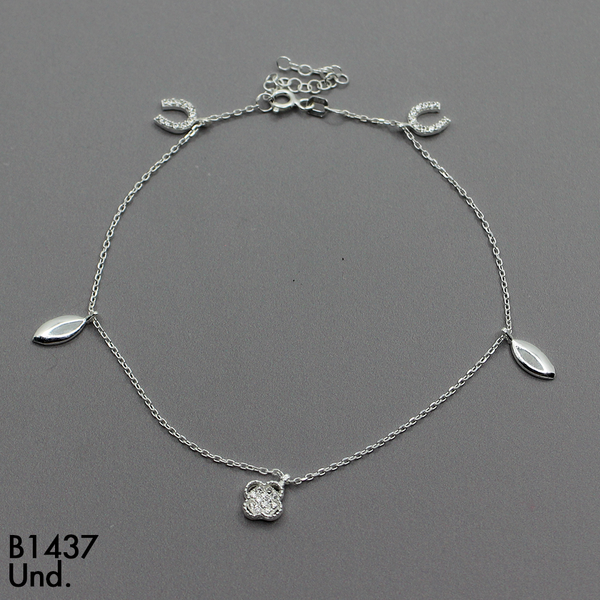 T7N121  TOBILLERA TREBOL , HERRADURA   MICROCIRCON