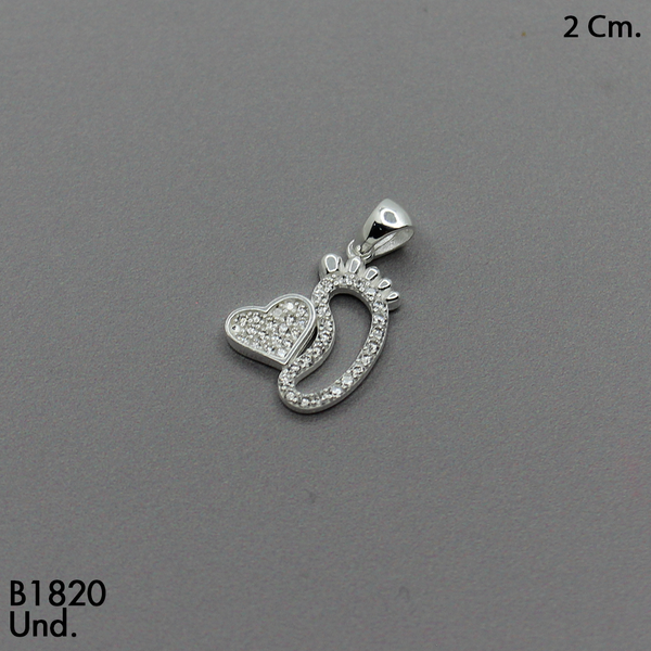 CDJ0096  DIJE  HUELLA Y CORAZON MICROCIRCON