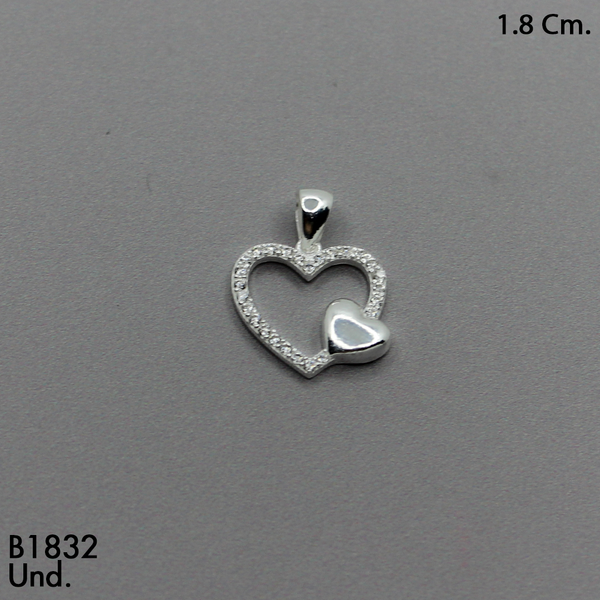 CDJ0122  DIJE  DOBLE CORAZON CON  MICROCIRCON Y LISO