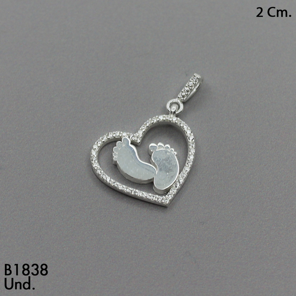 CDJ0139 DIJE  HUELLAS Y CORAZON MICROCIRCON