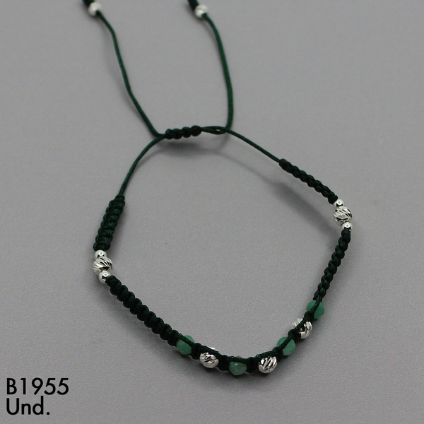 T28N545 PULSERA  PIEDRA MURRALLA DE ESMERALDA Y BALIN DIAMANTADO