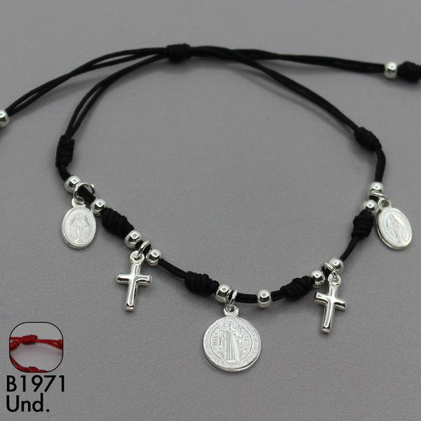 T28N553 PULSERA TEJIDA SAN BENITO , MILAGROSA Y CRUCES