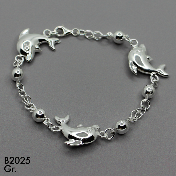T9N384  PULSERA BALINES TRES DELFINES