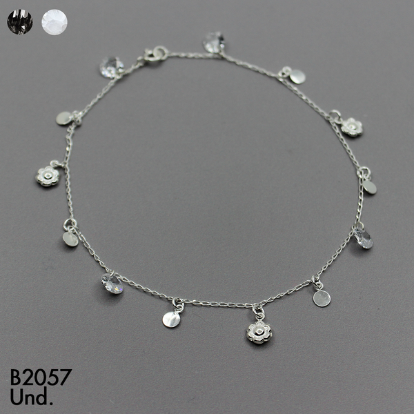 T7N095 TOBILLERA  CIRCONES REDONDOS Y FLORES