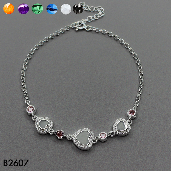 T8N392 PULSERA TRIPLE CORAZON MICROCIRCON