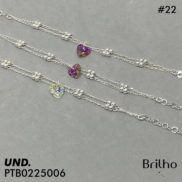 T7N012 TOBILLERA BALINES Y CORAZîN COLORES