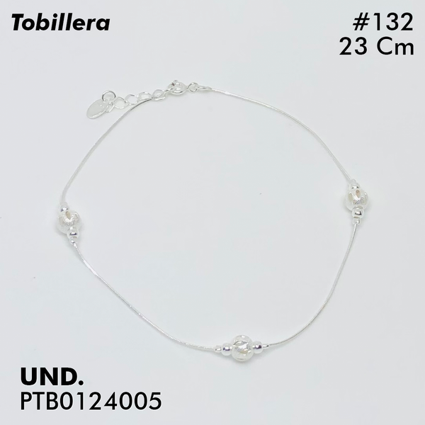 T7N132 TOBILLERA BALêN GRABADO Y TEJIDO COLA DE RATîN