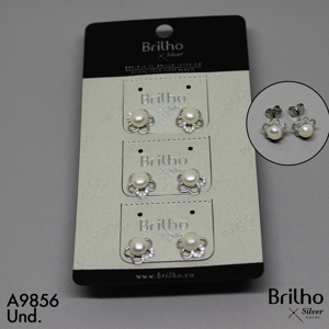 T3N202 TOPO FLOR CON PERLA RODIO X3