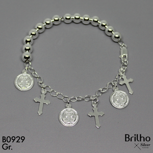 T9N378  PULSERA BALINES, SAN BENITOS Y CRUCES