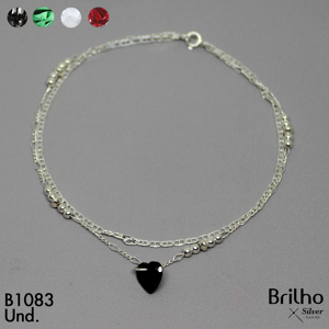 T7N110 TOBILLERA TEJIDO DOBLE Y CORAZîN EN CRISTAL