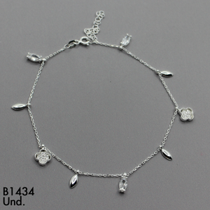 T7N116  TOBILLERA TREBOL CIRCON OVALADO